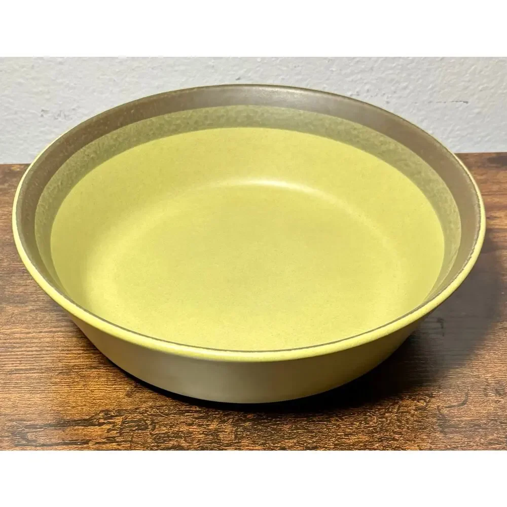 Vintage Arrow Stone Apache Green Kasuga Japan 9.5” Serving Bowl MCM 691
